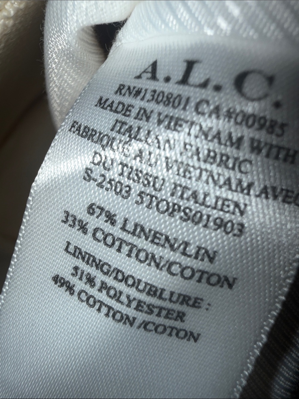 ALC Vest Linen Blend Size 6 NWT - Picture 3 of 4